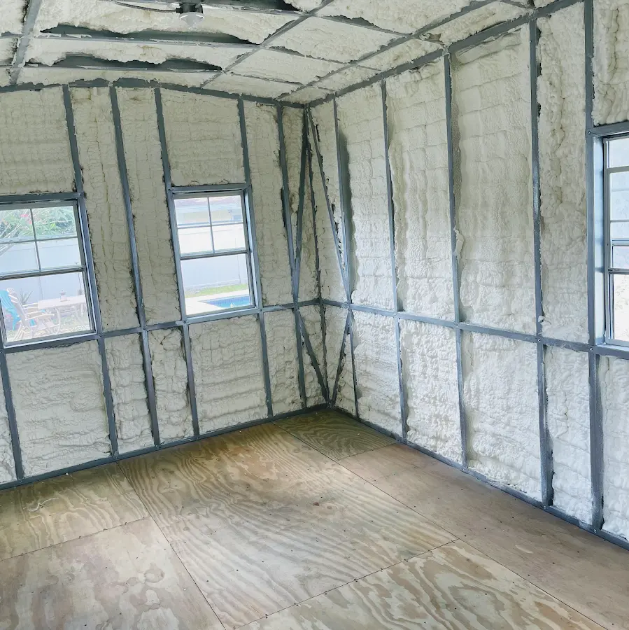 Closed-cell spray foam insulation applied to wall cavities in a residential project in South Ogden